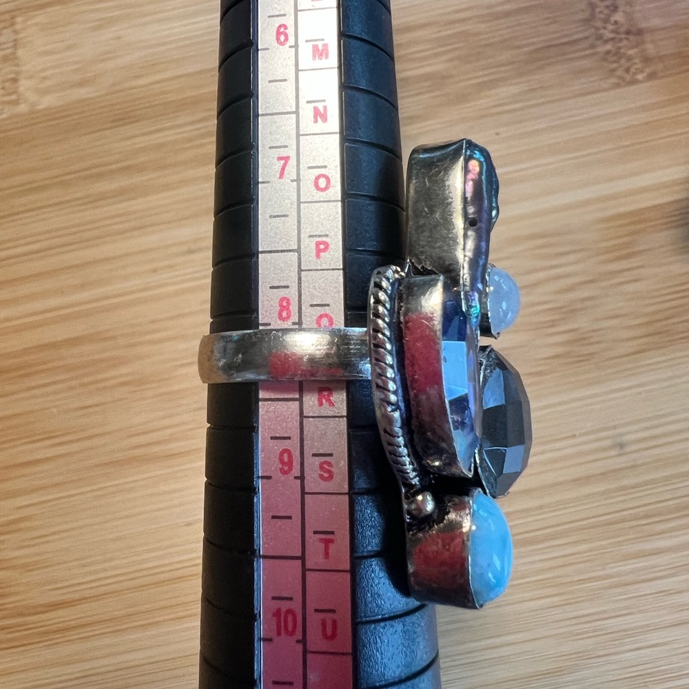 Silver Multi-Stone Ring With Lab & Larimar - image 7